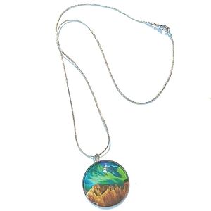Silver Necklace with Scenic Pendant